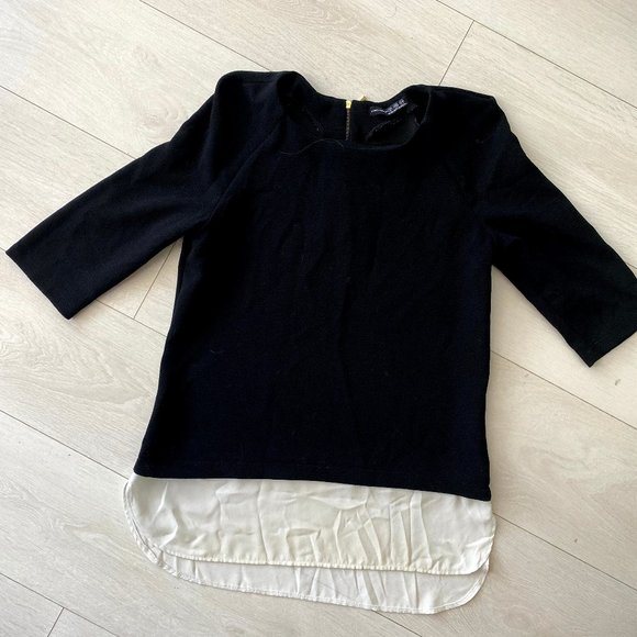 Primark Black White Gold back zip UK Size 8 Top - Picture 1 of 3